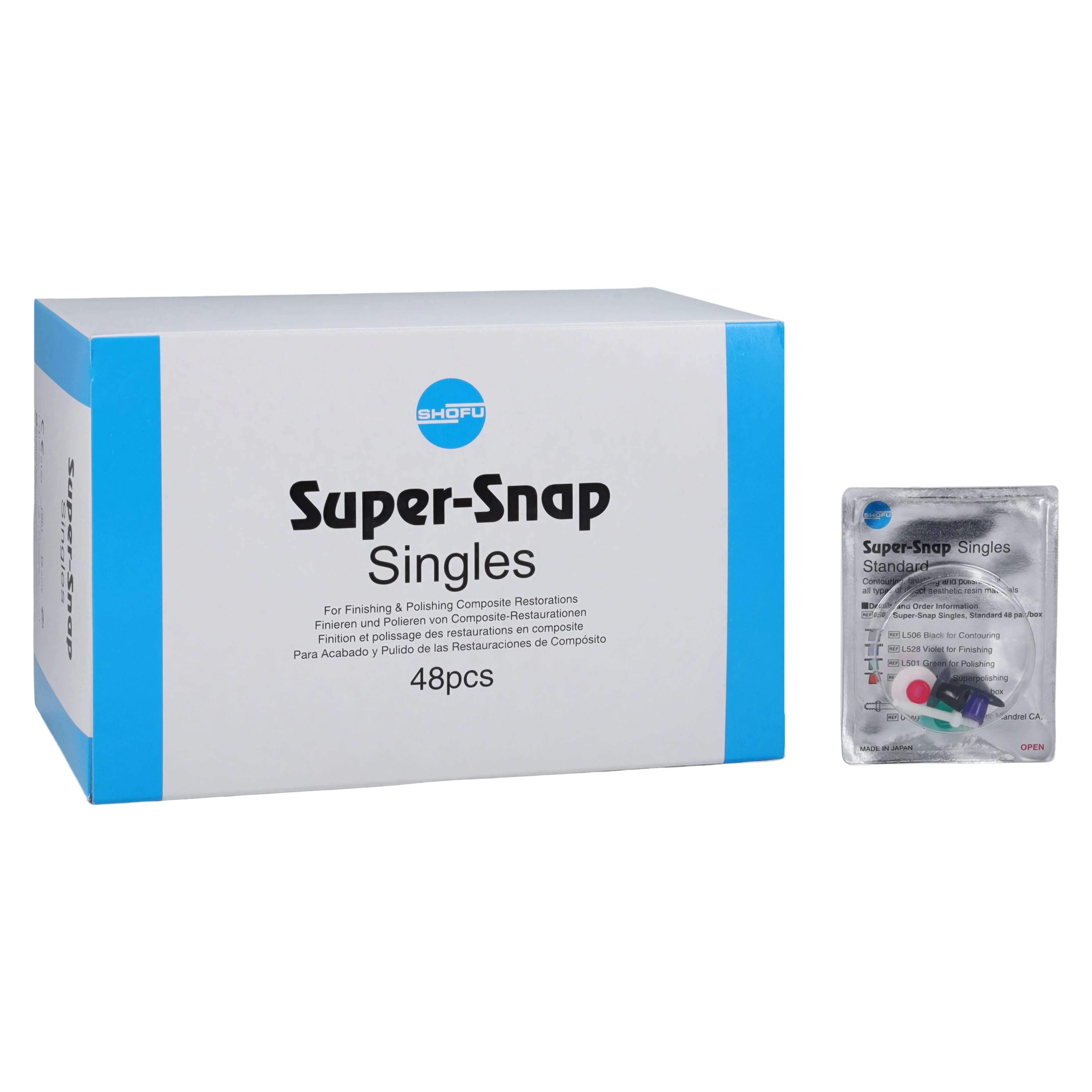 Shofu Super-Snap Singles Standard Finishing & Polishing Disks, 12mm, Assorted Grit, 48/Pkg, #0502