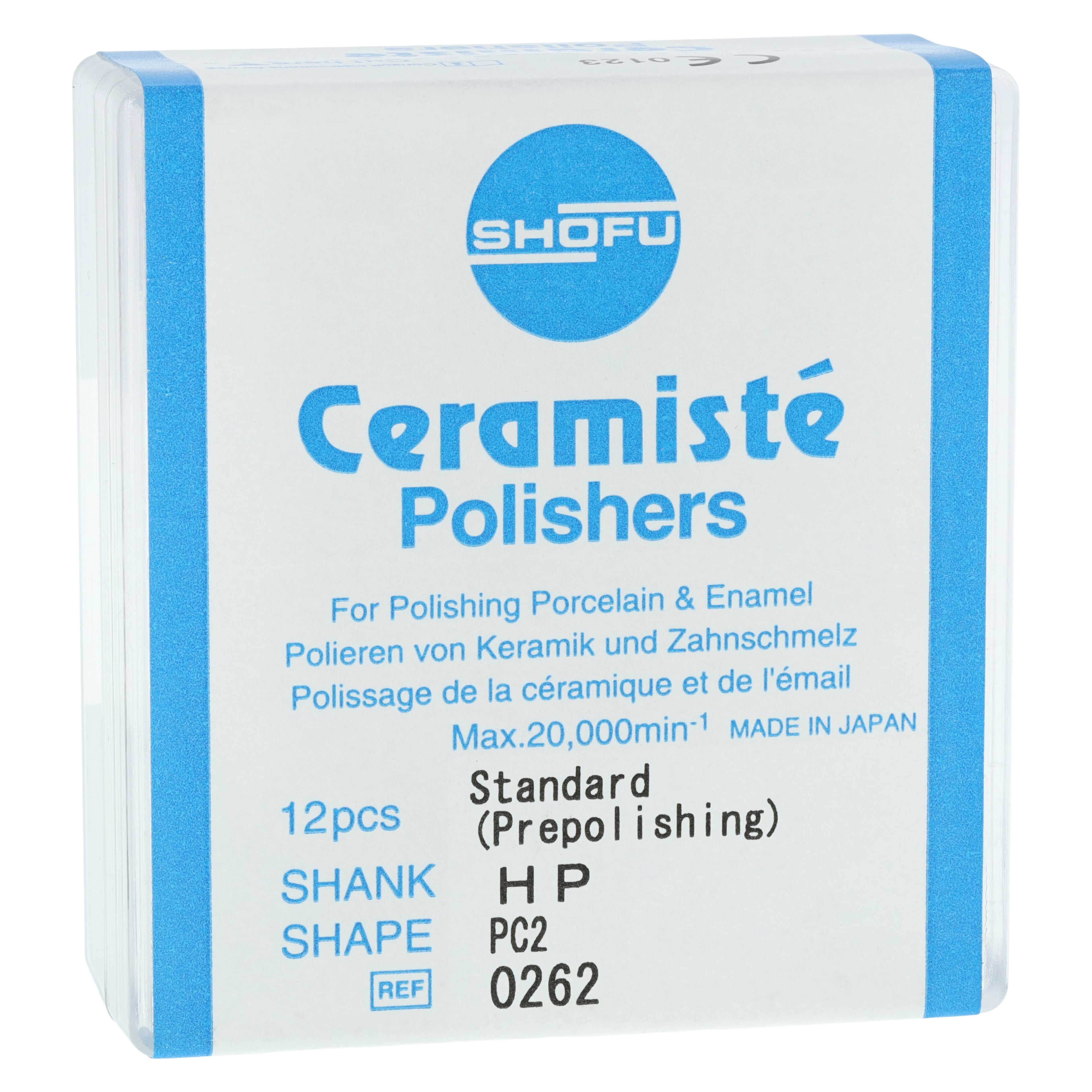 Shofu Ceramiste Standard Polisher, PC2 Pointed Cylinder, #050, HP Shank, Grey, 12/Pk, 0262
