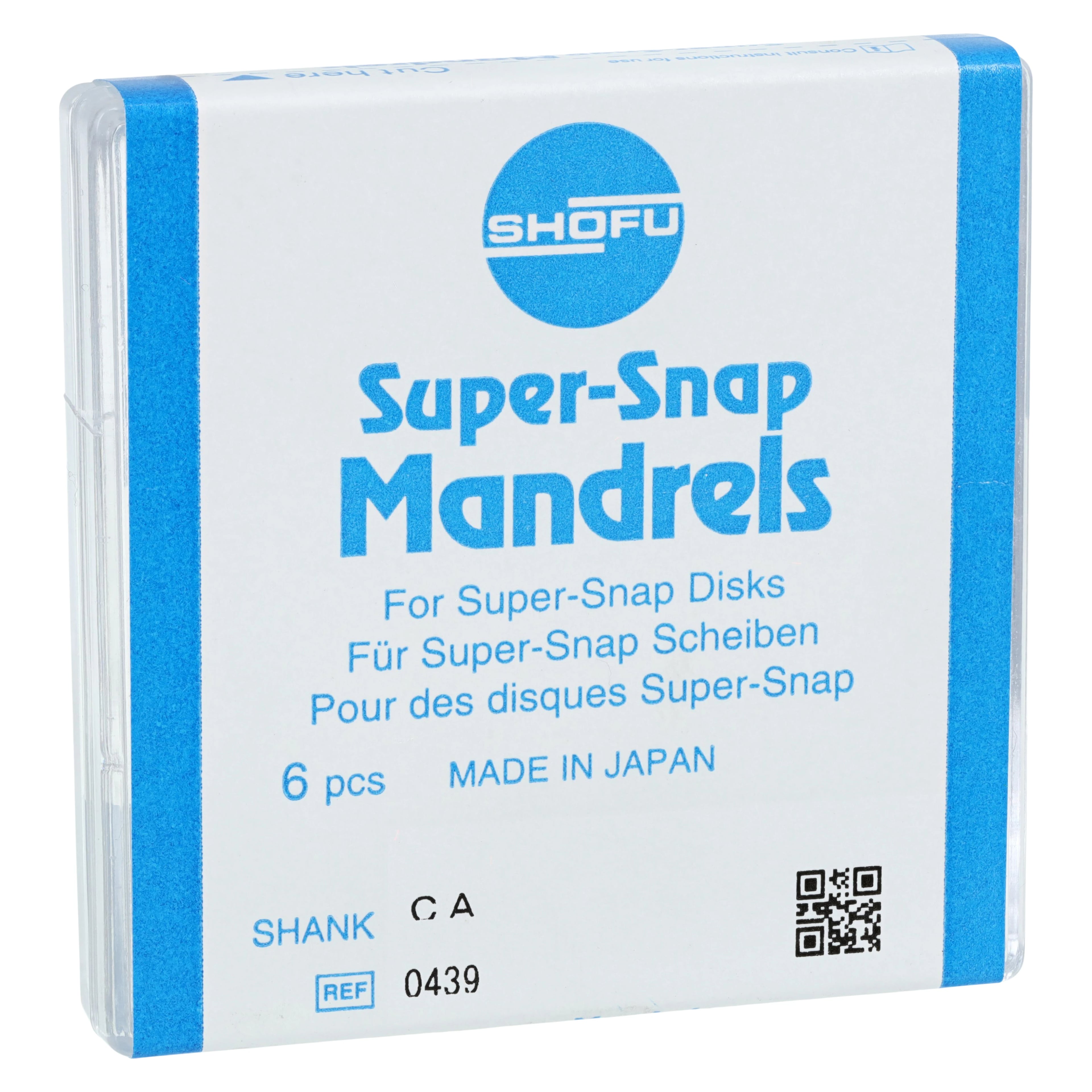Shofu Super-Snap Disk and Buff Disk Mandrels, Contra-Angle, Stainless Steel, 6/Pk, 0439