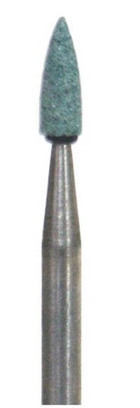 Shofu Dura-Green Stones, FG, Flame Shape FL2, Silicon Carbide Finishing Stone, Green, 12/Pk, #0104