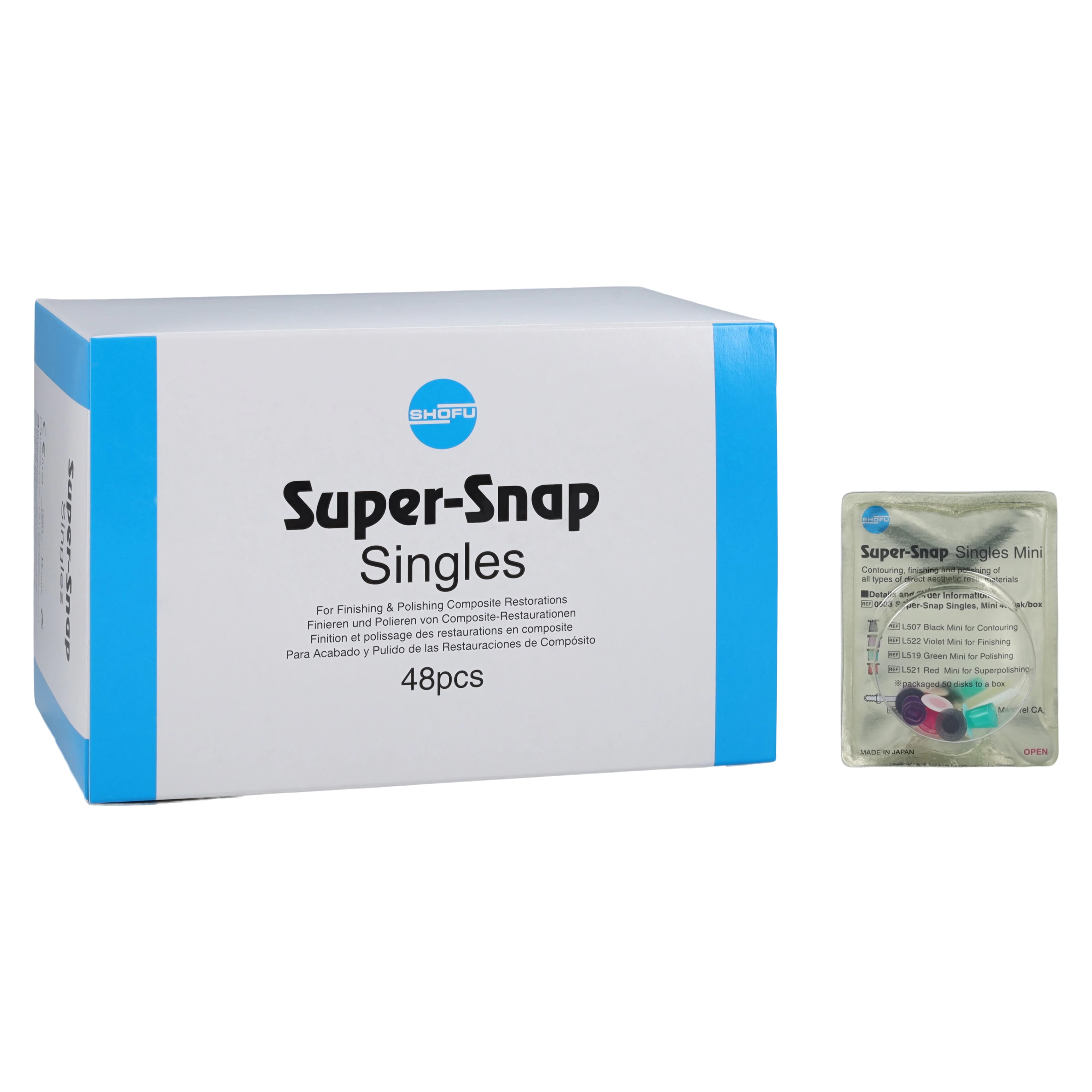 Shofu Super-Snap Singles Mini Finishing & Polishing Disks, 8 mm, Assorted Grit, 48/Pkg, 0503