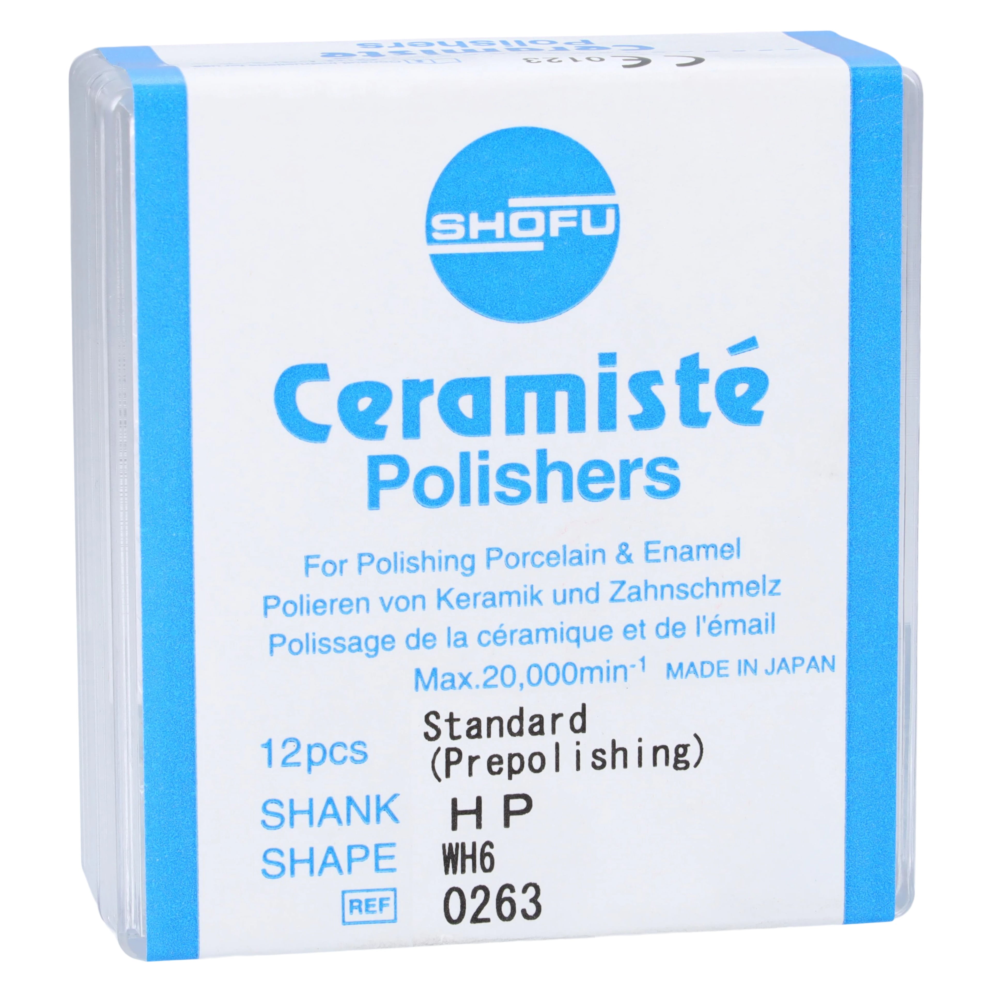 Shofu Ceramiste Soft Polisher, Standard Grit, Wheel Shape WH6, #120, HP Shank, Grey, 12/Pk, 0263