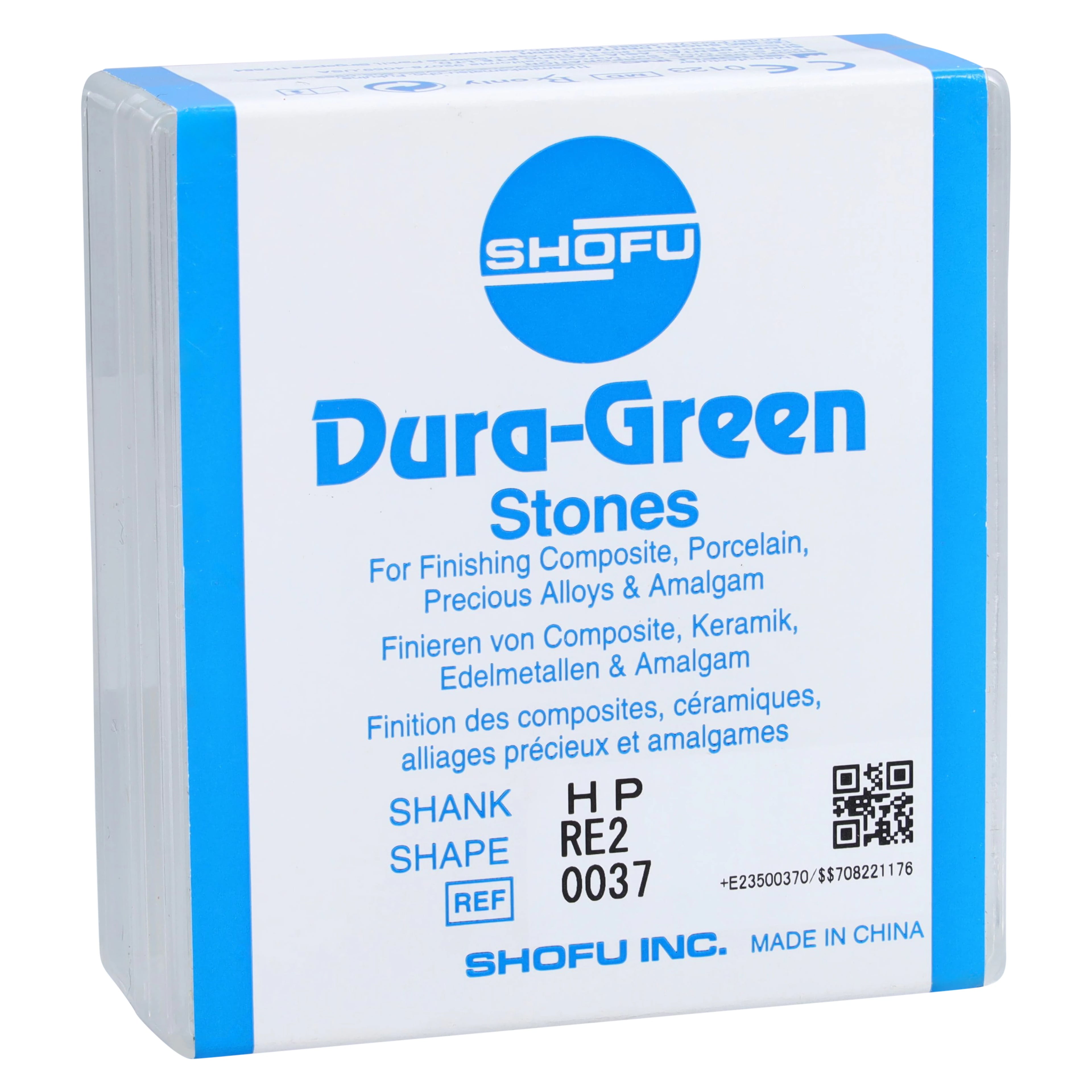 Shofu Dura-Green Stone, HP, RE2 Round Edge Wheel, ISO #062, Green, Silicon Carbide, 12/Pk, #0037