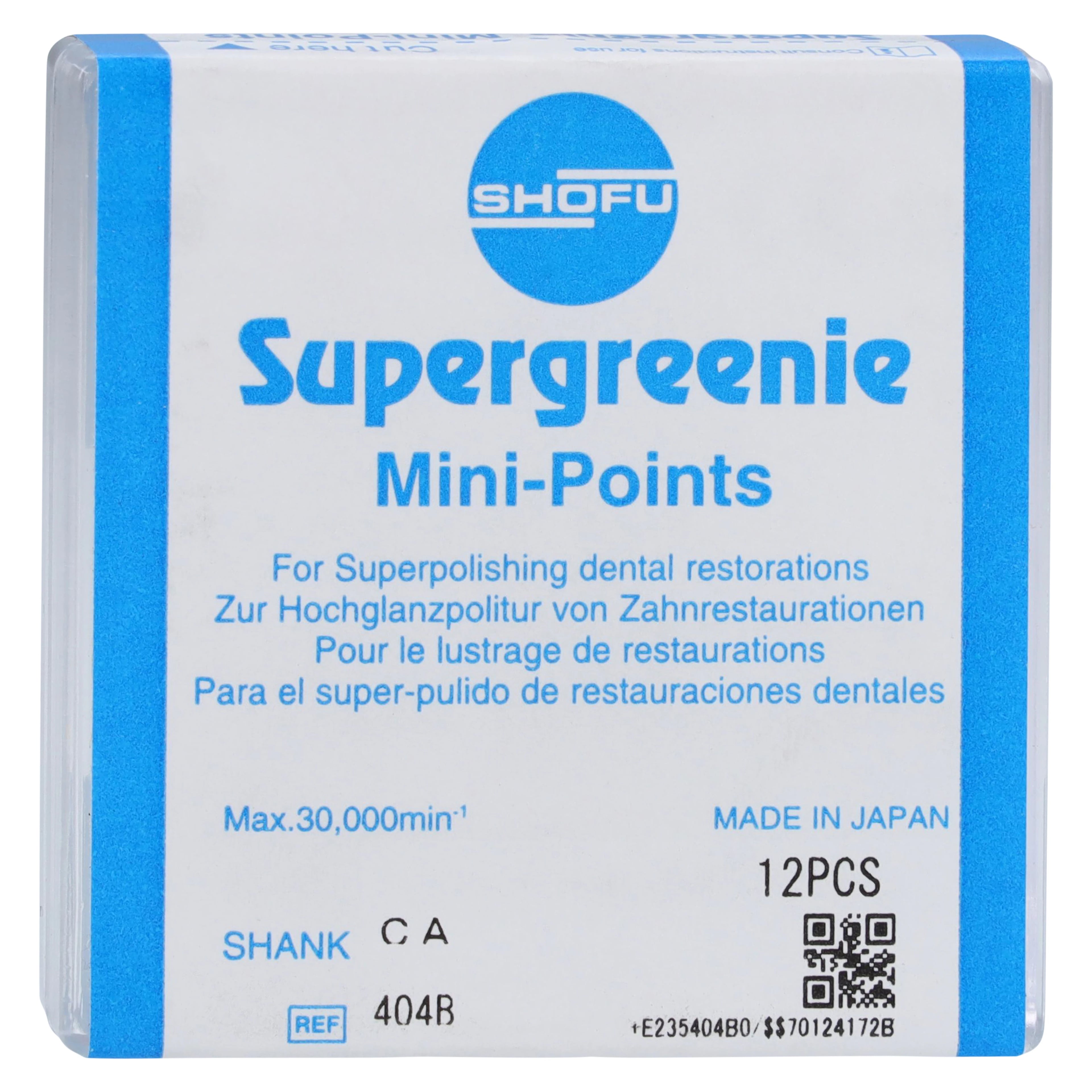 Shofu SuperGreenie Silicone Polisher, Super-Polishing, RA Mini-Point, ISO #030, Green/Yellow, 12/Pk, #404B