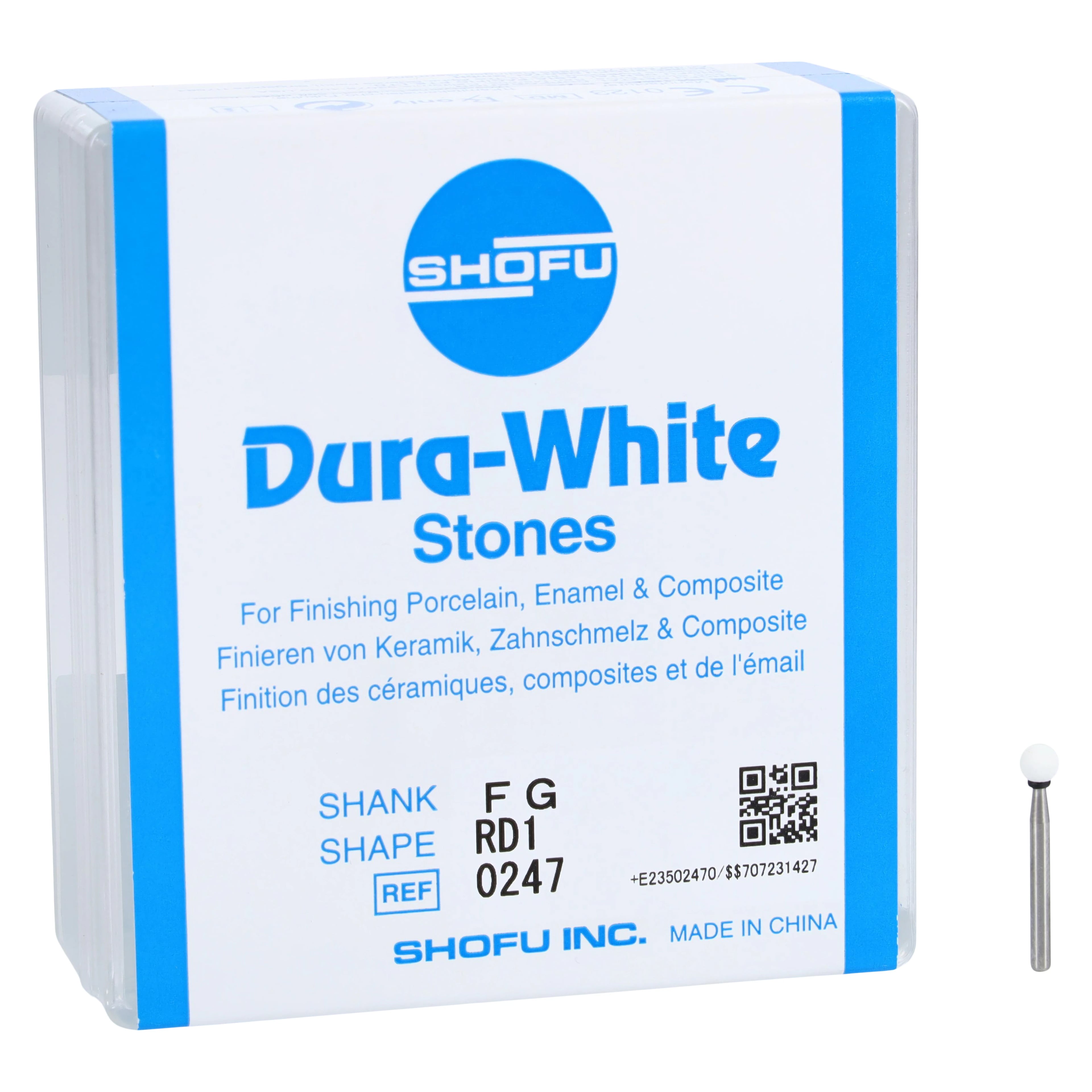 Shofu Dura-White Stones, FG, Round (RD1), #030, White, 12/Pk, 0247