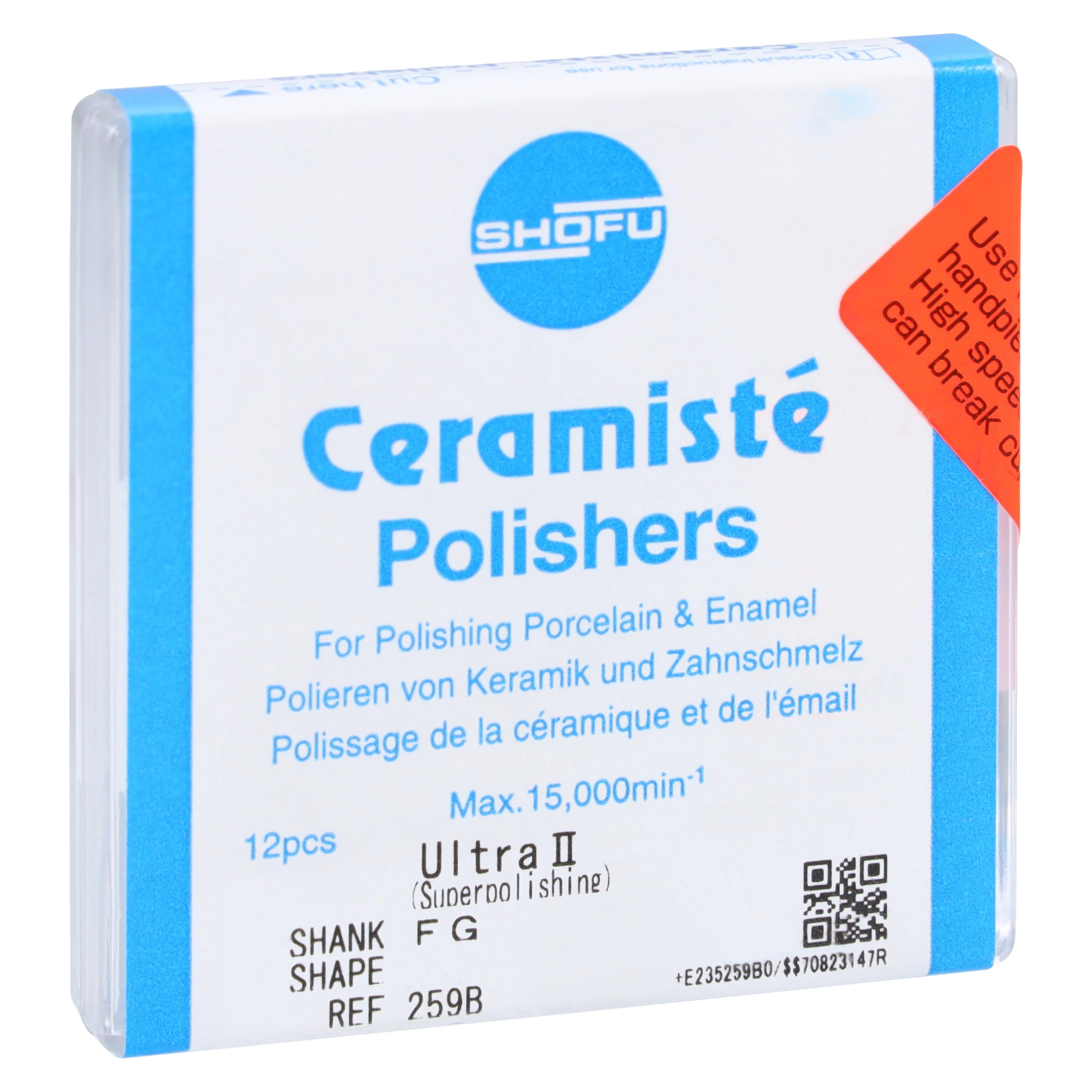 Shofu CeraMisté Soft Polishers, FG, Ultra II, Midi-Point, #060, Grey/White, 12/Pk, 259B