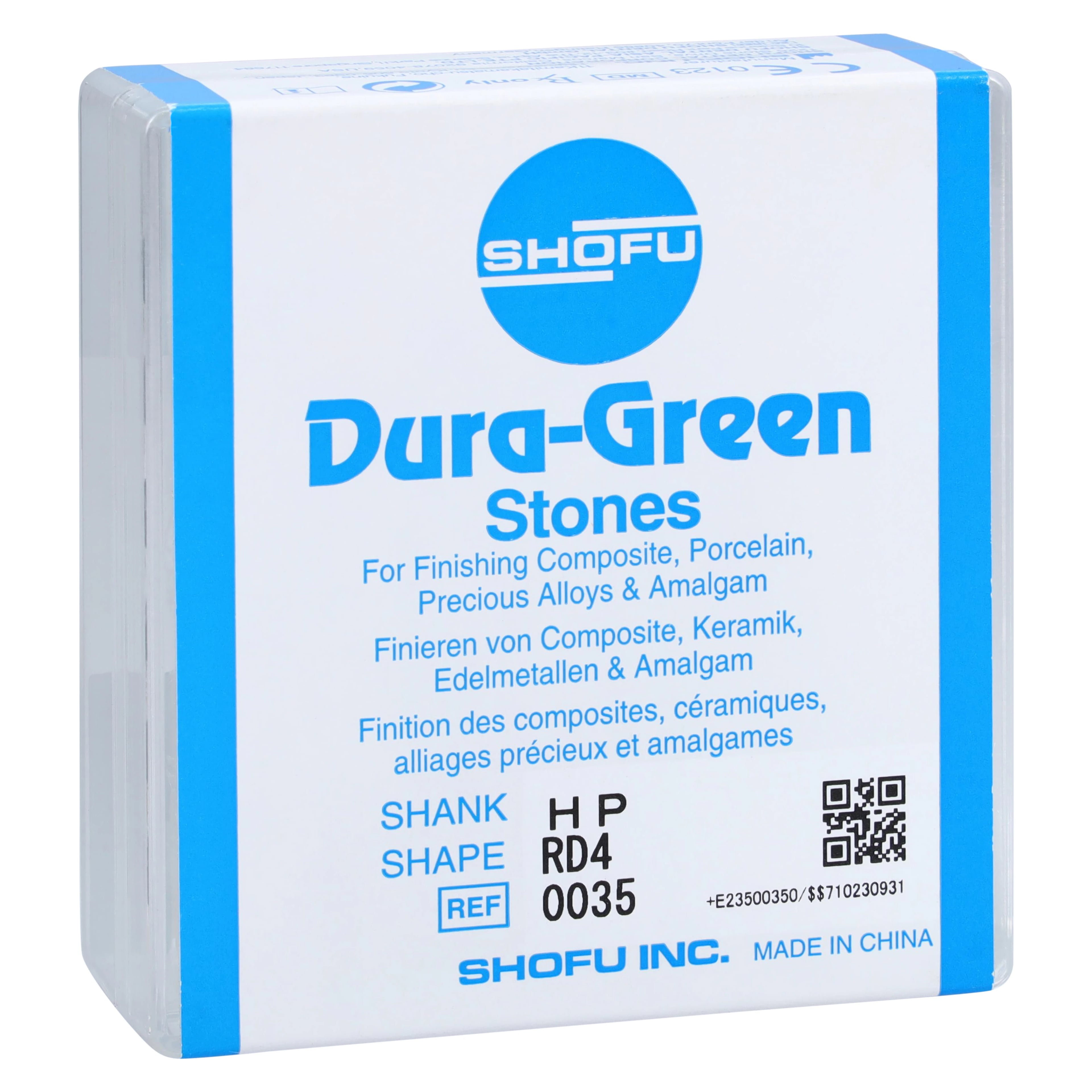 Shofu Dura-Green Silicon Carbide Finishing Stone, HP Straight Handpiece, Round RD4, ISO #050, Green, 12/Pkg, #0035