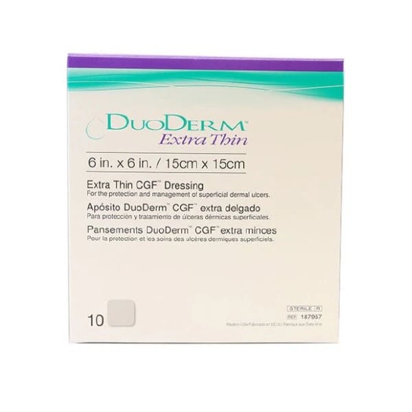 DuoDERM Extra Thin Hydrocolloid Dressing, 6" x 6", Sterile, Square, Flesh, 1 Each
