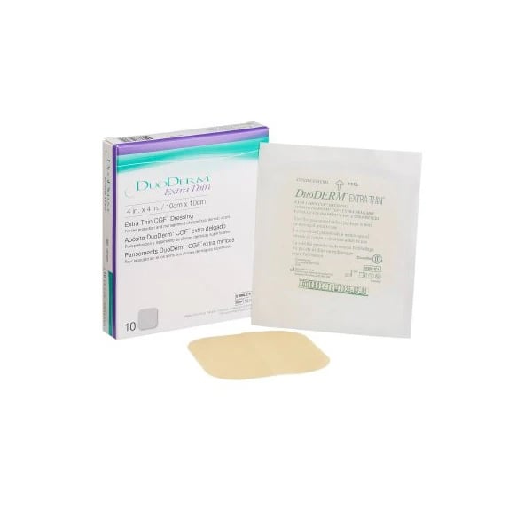 DuoDERM Extra Thin Hydrocolloid Dressing, 4x4", Sterile, Square, Flesh, Latex-Free