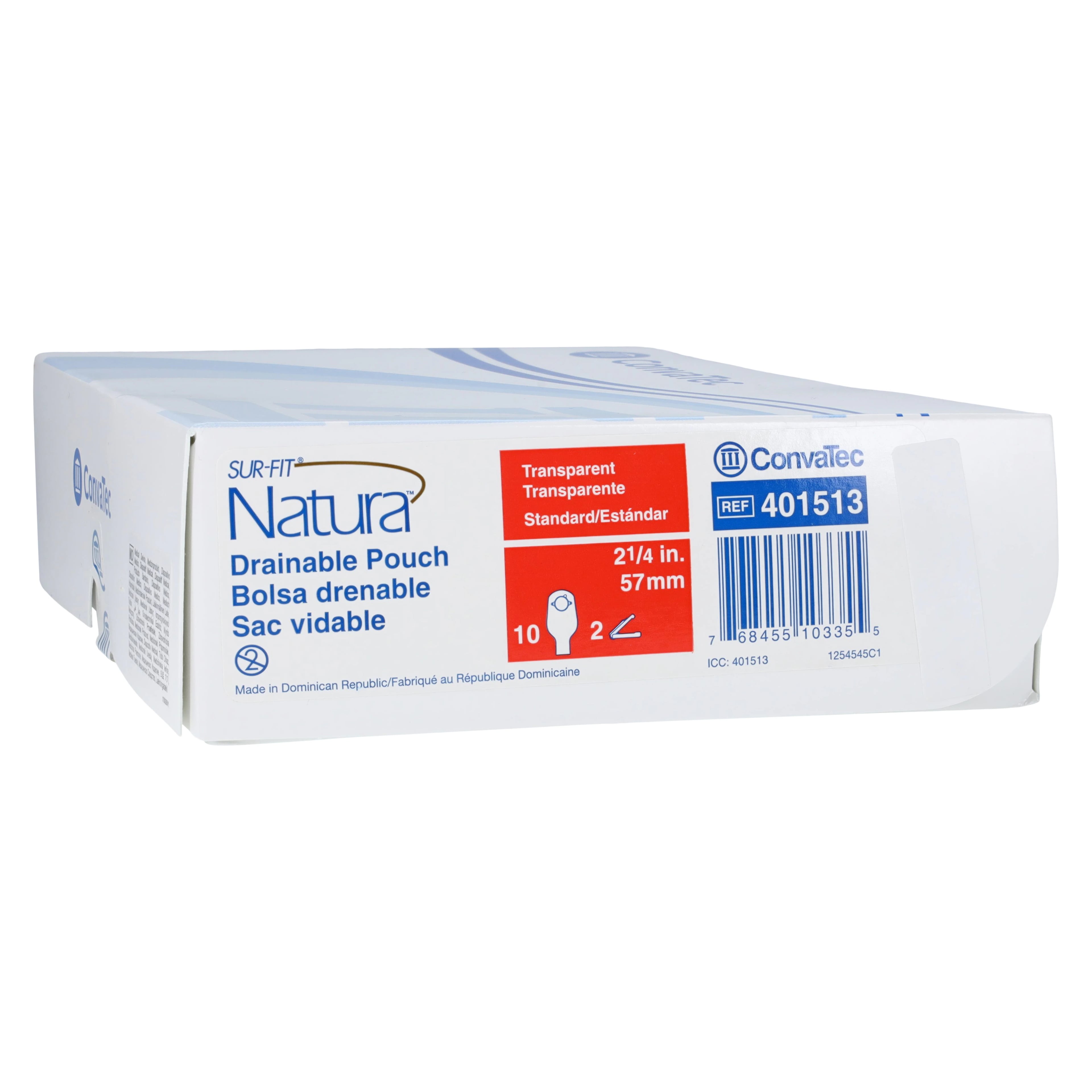 Convatec SUR-FIT Natura Drain Pouch, 2-Piece, 12", Transparent, Box/10