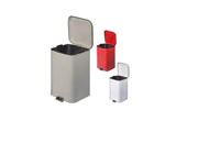 Brewer Step-On Waste Can, Red, Stainless Steel/Enamel Finish, Large, with Overlapping Lid