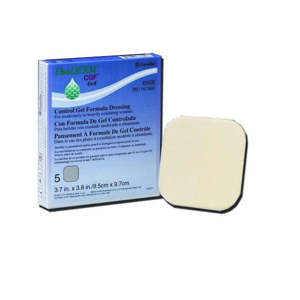 DuoDerm CGF Hydrocolloid Dressing, 8x8" Sterile Square, Adherent, Flesh, Absorbent, Latex-Free
