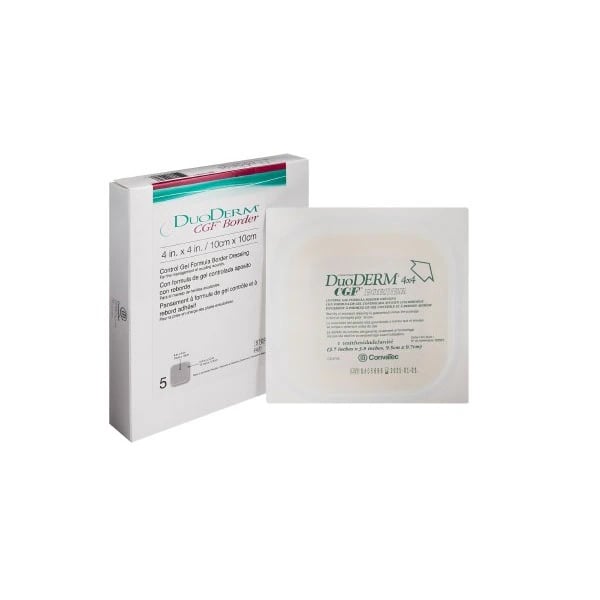DuoDerm CGF Border Hydrocolloid Dressing, 4x4" Sterile, Adhesive, Flesh, 5/Box, #187971