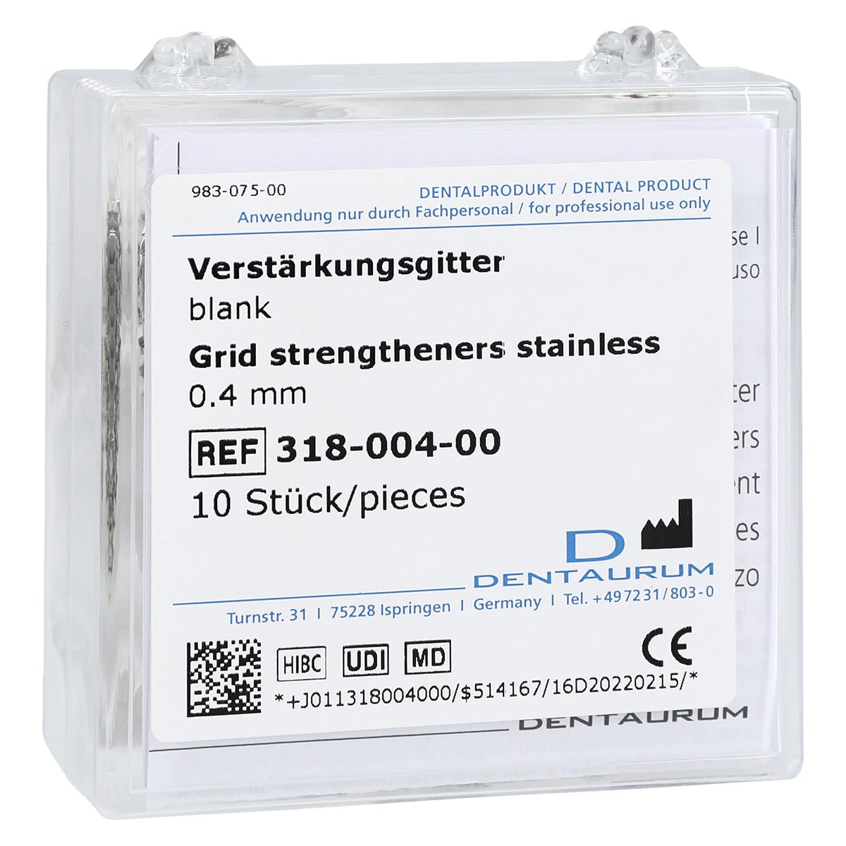 Dentaurum Grid Strengthener Stainless Steel, 0.4mm, Pack of 10