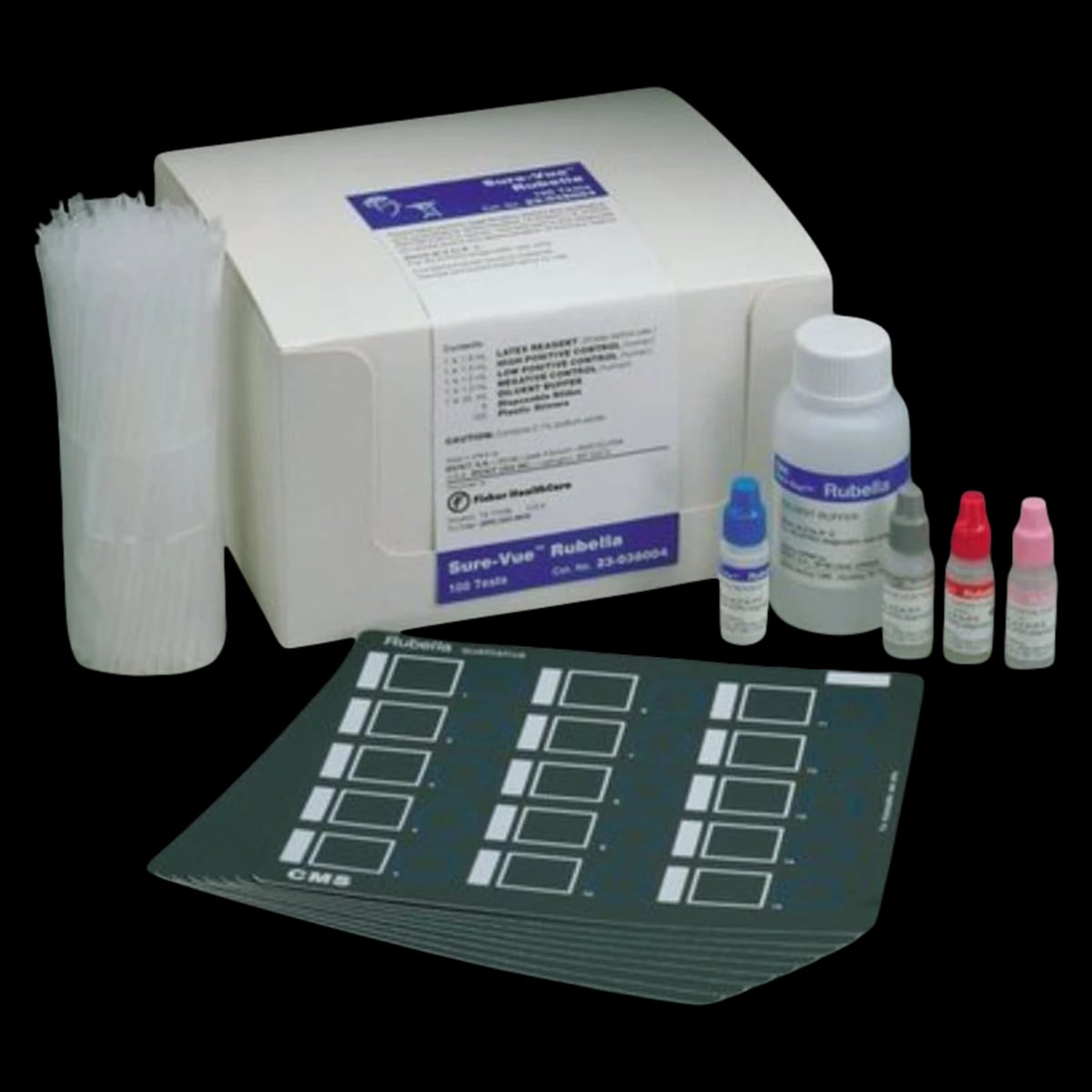 Sure-Vue Rubella Test Kit, CLIA Waived, Latex Reagent, Slides, Spreading Pipettes, 100 Tests/Kit