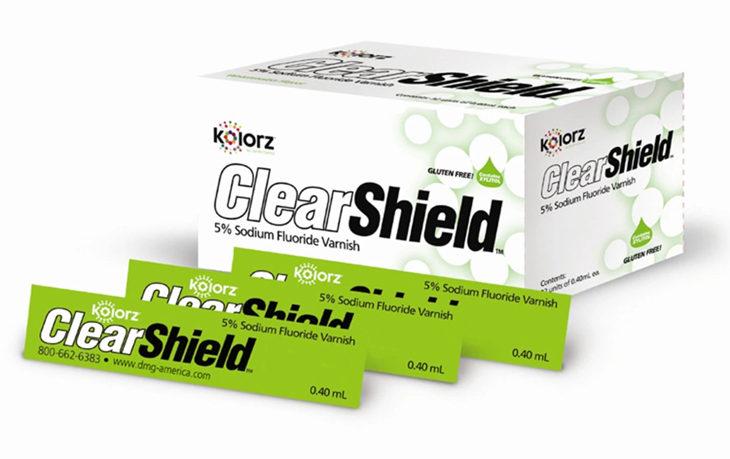 Kolorz ClearShield 5% Sodium Fluoride Varnish, Cookie Dough Flavor, 0.4 mL Unit Dose, 35/Box, #799512