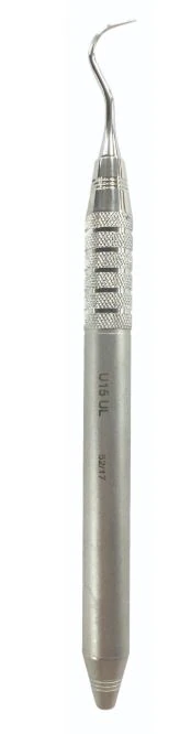 A. Titan Instruments Towner Sickle U15-30 Scaler, Anterior/Curved with Jacquette Blade, #6 Life Steel Handle