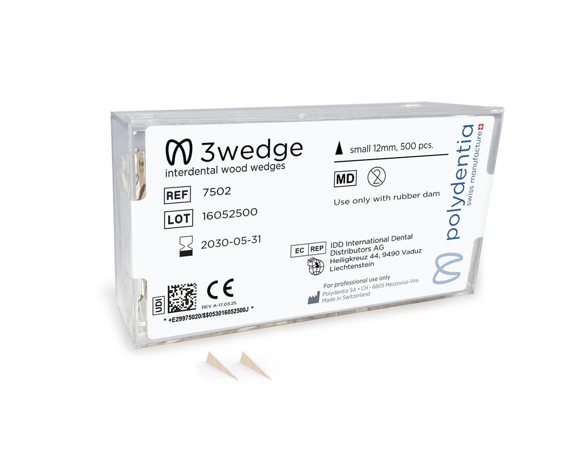 Polydentia 3Wedge Interdental Wooden Wedges, Small (12mm/0.47"), Birchwood, 500/Bx, 7502