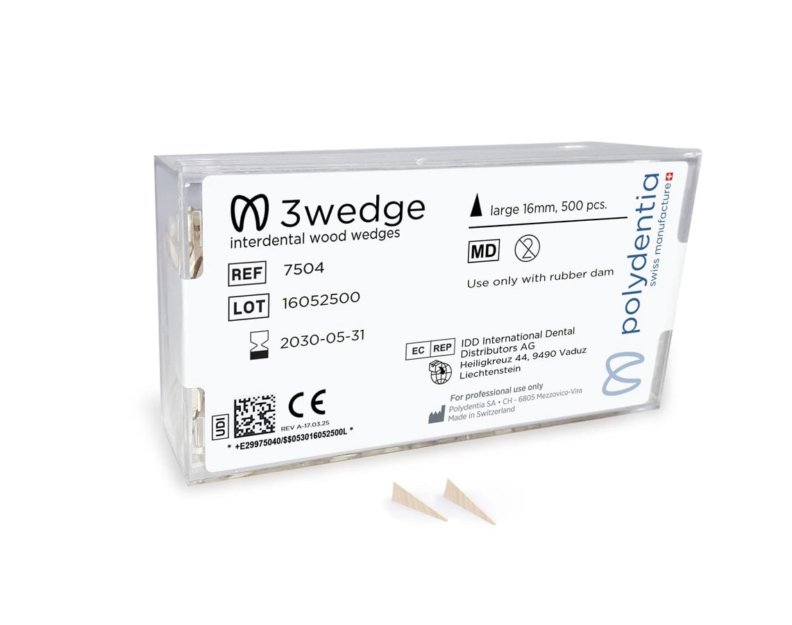 Polydentia 3wedge Interdental Wooden Wedges, Large, 16mm/0.63", 500/Bx, 7504