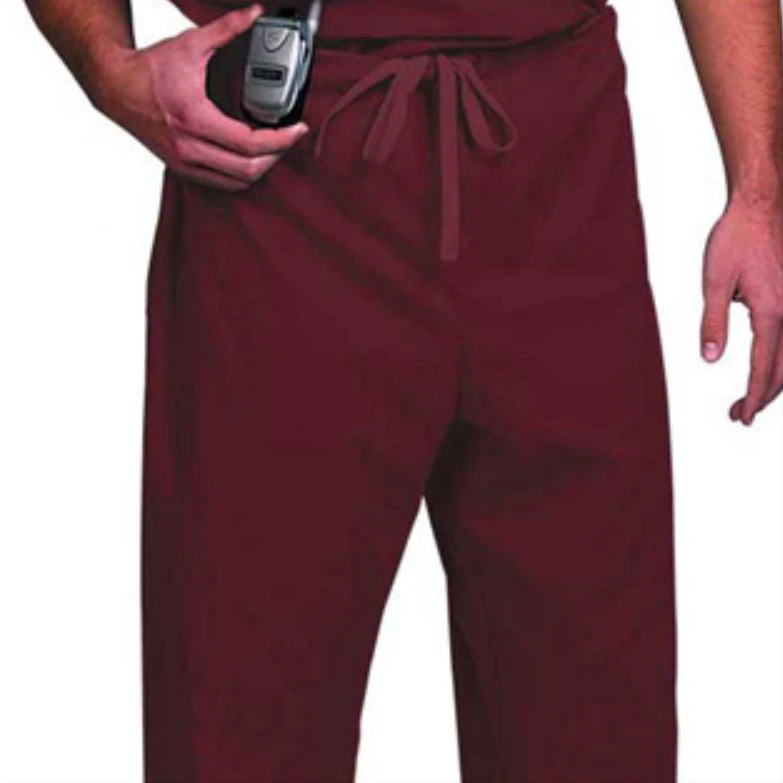 Fashion Seal Unisex Drawstring Scrub Pant, Large, Burgundy, 65% Polyester/35% Cotton, 1 Pocket, 78841