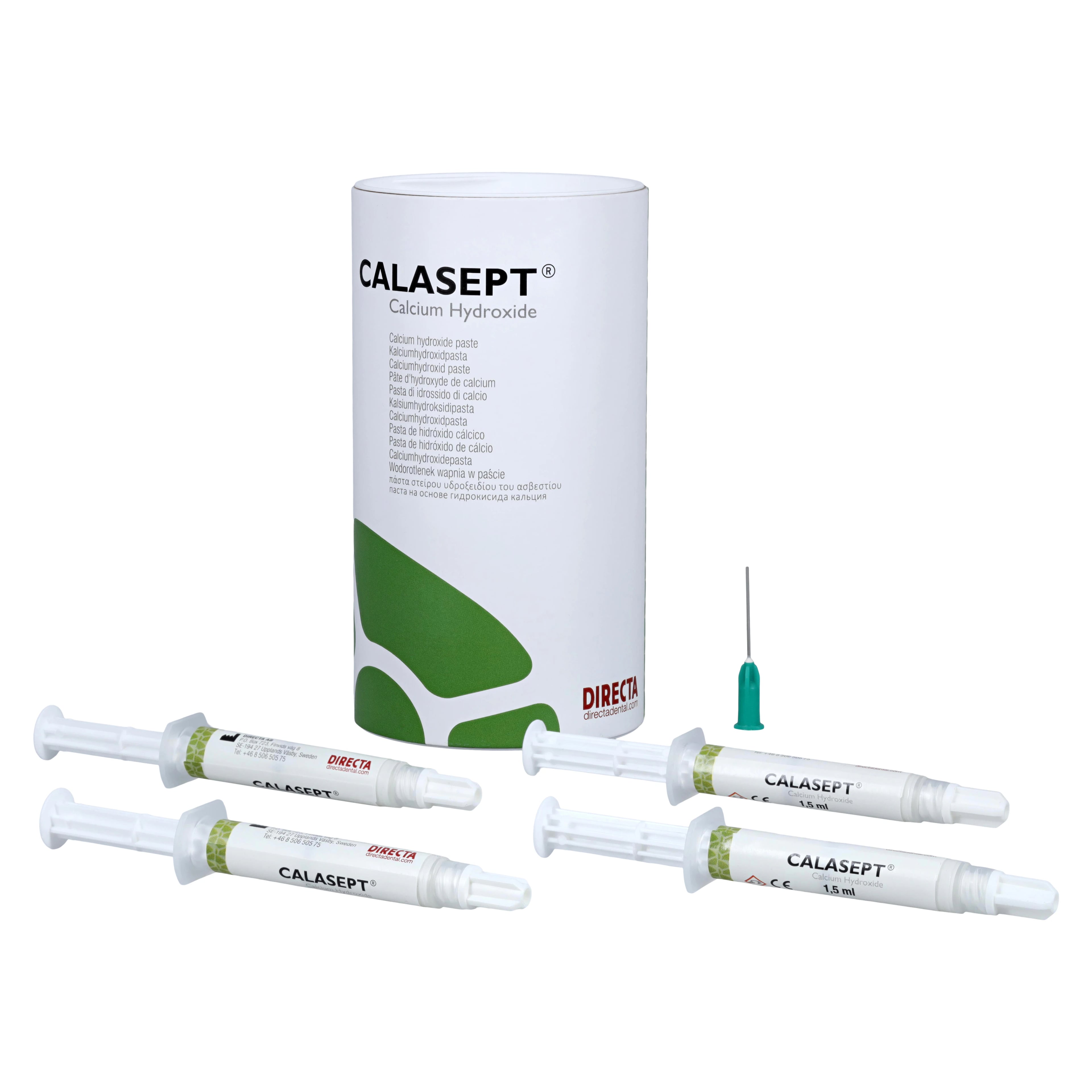 Directa Dental Calasept Calcium Hydroxide Large Kit 4U, 4 x 1.5 mL Syringes + 20 Paste Needles, 1230100