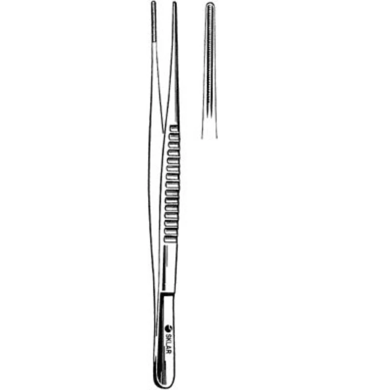 Debakey Atraumatic Tissue Forceps, Straight, 7-3/4" (2mm Tips), Stainless Steel, Each
