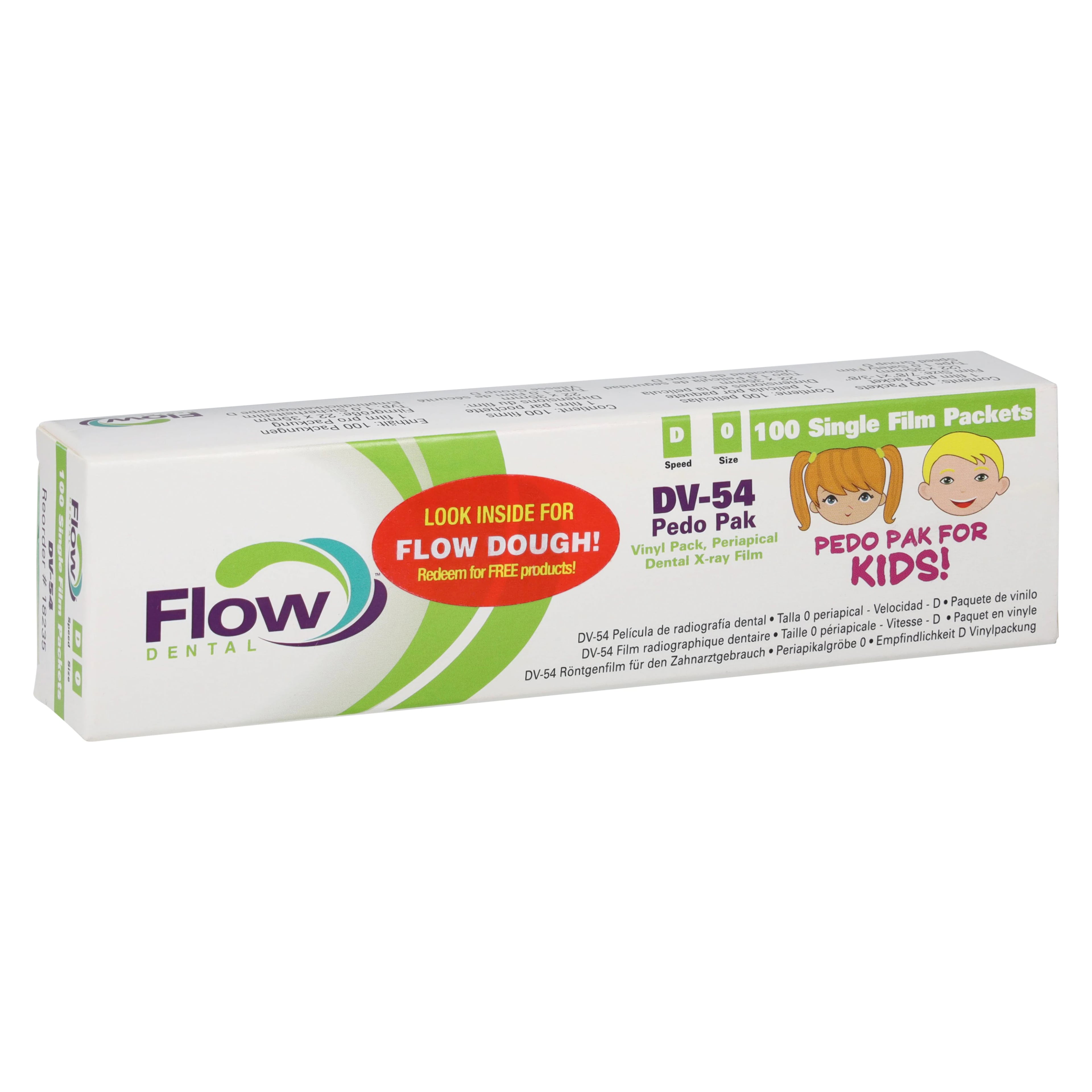 Flow Silver D DV-54 Intraoral Dental X-Ray Film, Size 0 (Child), D-Speed, Pedo Pack, 100/Pk, 18235