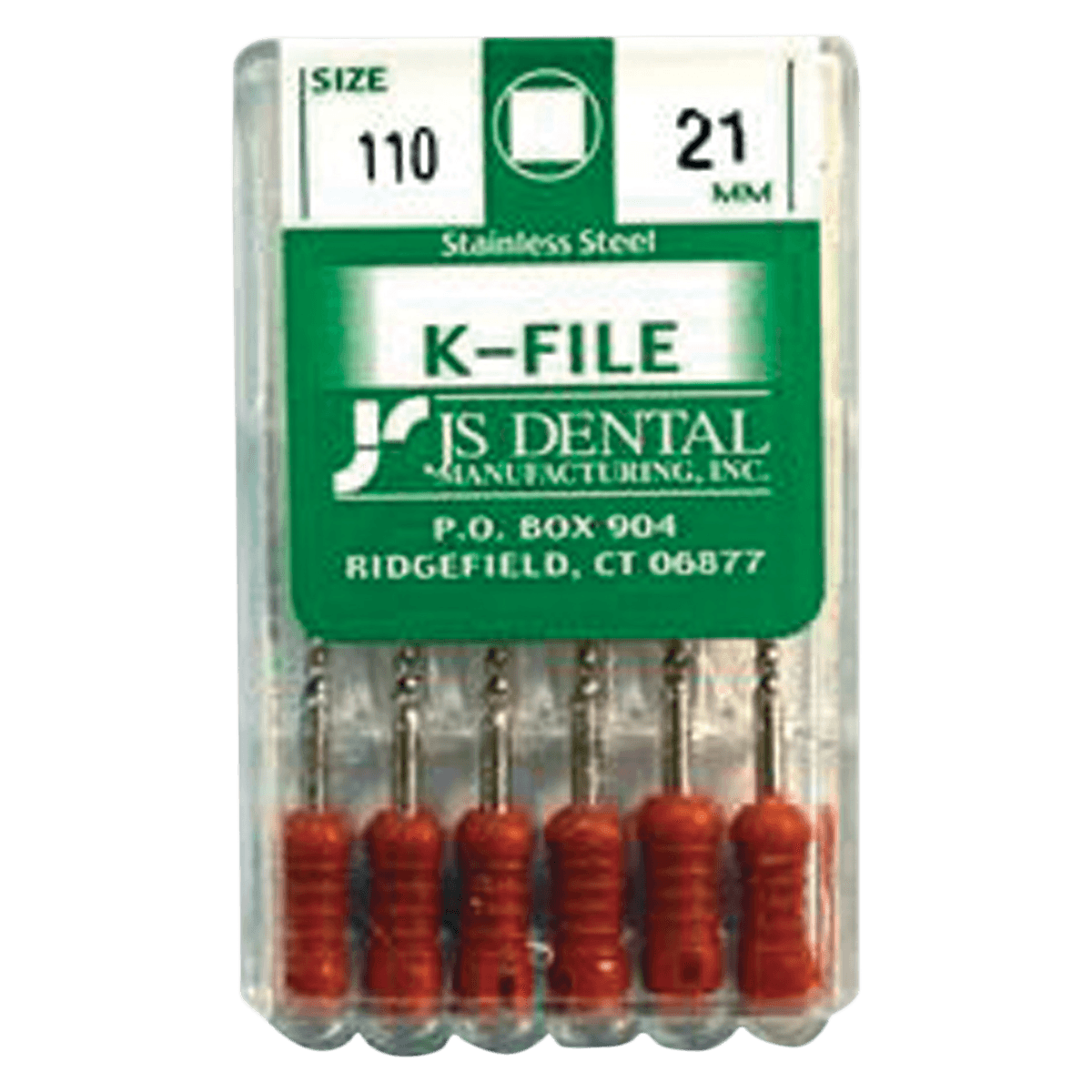 K-Files Hand File, Size 110, 21 mm, Stainless Steel, Color Coded, 6/Pkg