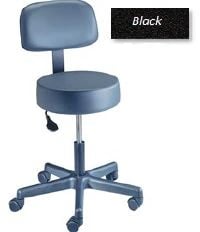 Brewer Value Plus Pneumatic Exam Stool with Back, Black, 250 lb Capacity