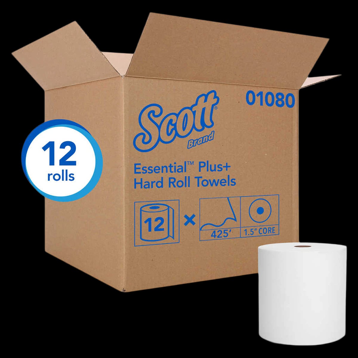Kleenex Hard Roll Towels, 1-Ply, 8 in x 425 ft, White, 12 Rolls/Case