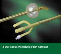 Lubricath 3-Way Foley Catheter, Coude Tip, Hydrogel Coated, Latex, 20Fr, 30cc, Hematura