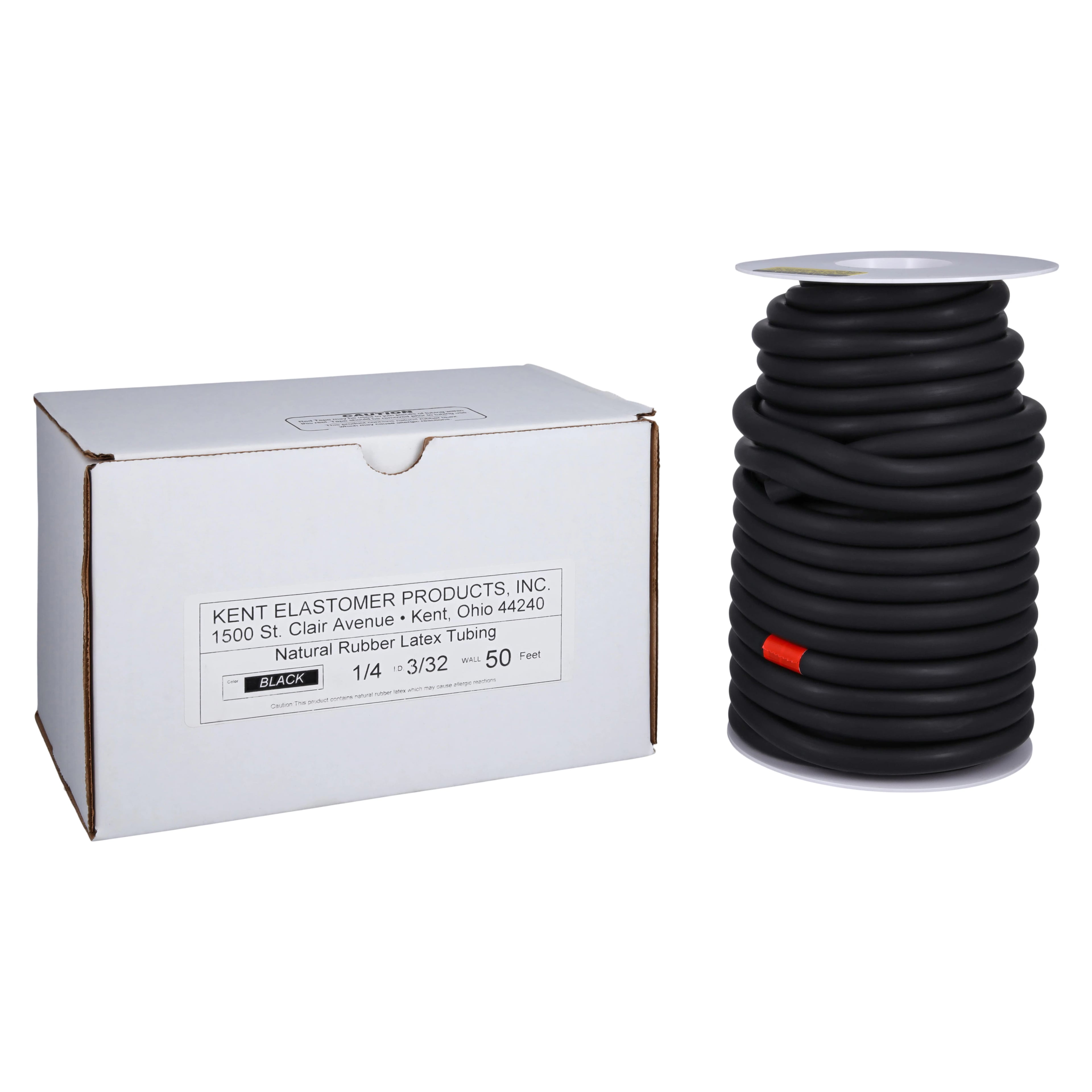 Kent Elastomer Products Latex Tubing, 1/4" ID x 3/32" Wall, 50 ft Length, Disposable