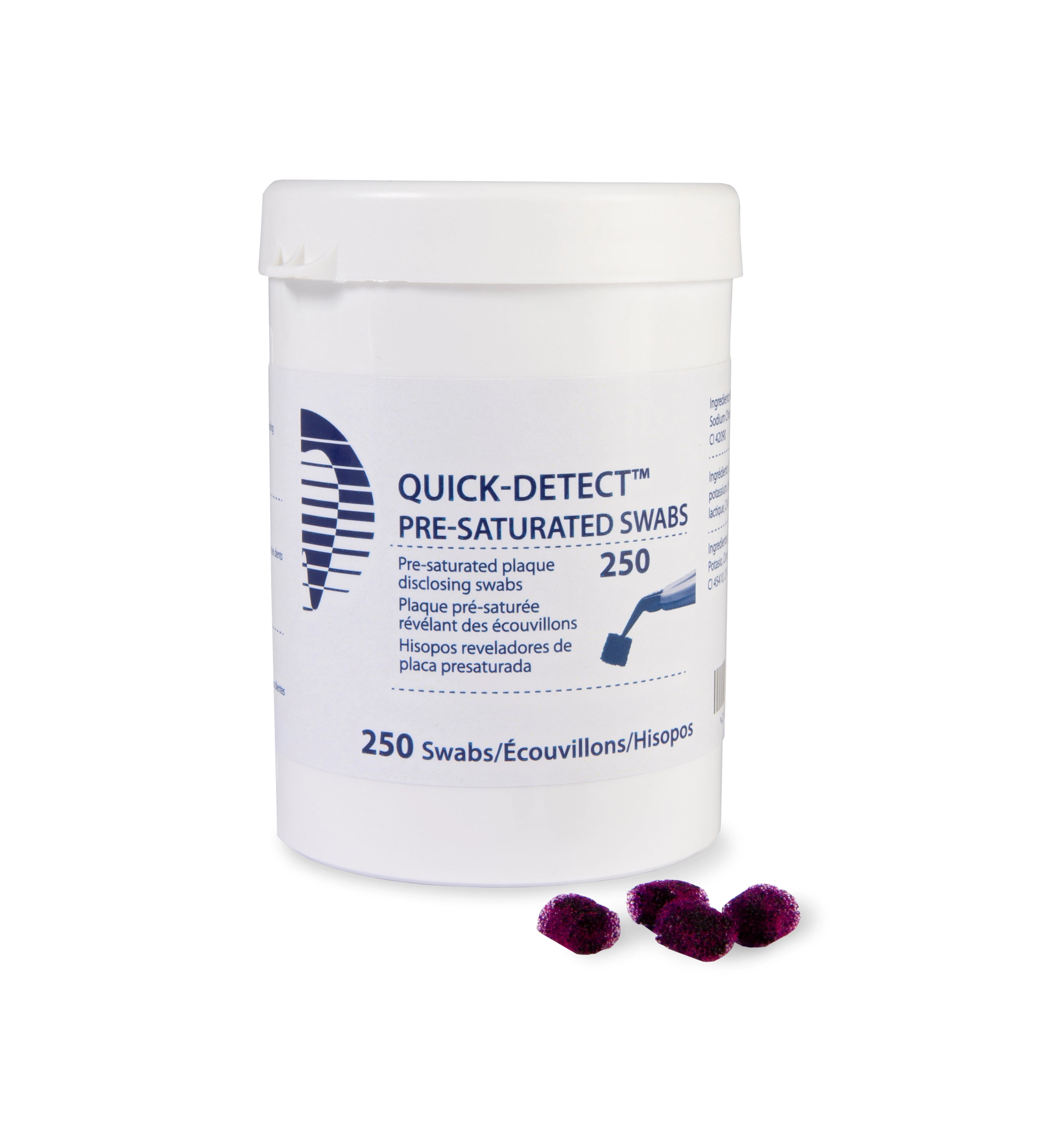 Quick-Detect Pre-Saturated Disclosing Swabs, Blue/Pink, 250/Jar, 605662