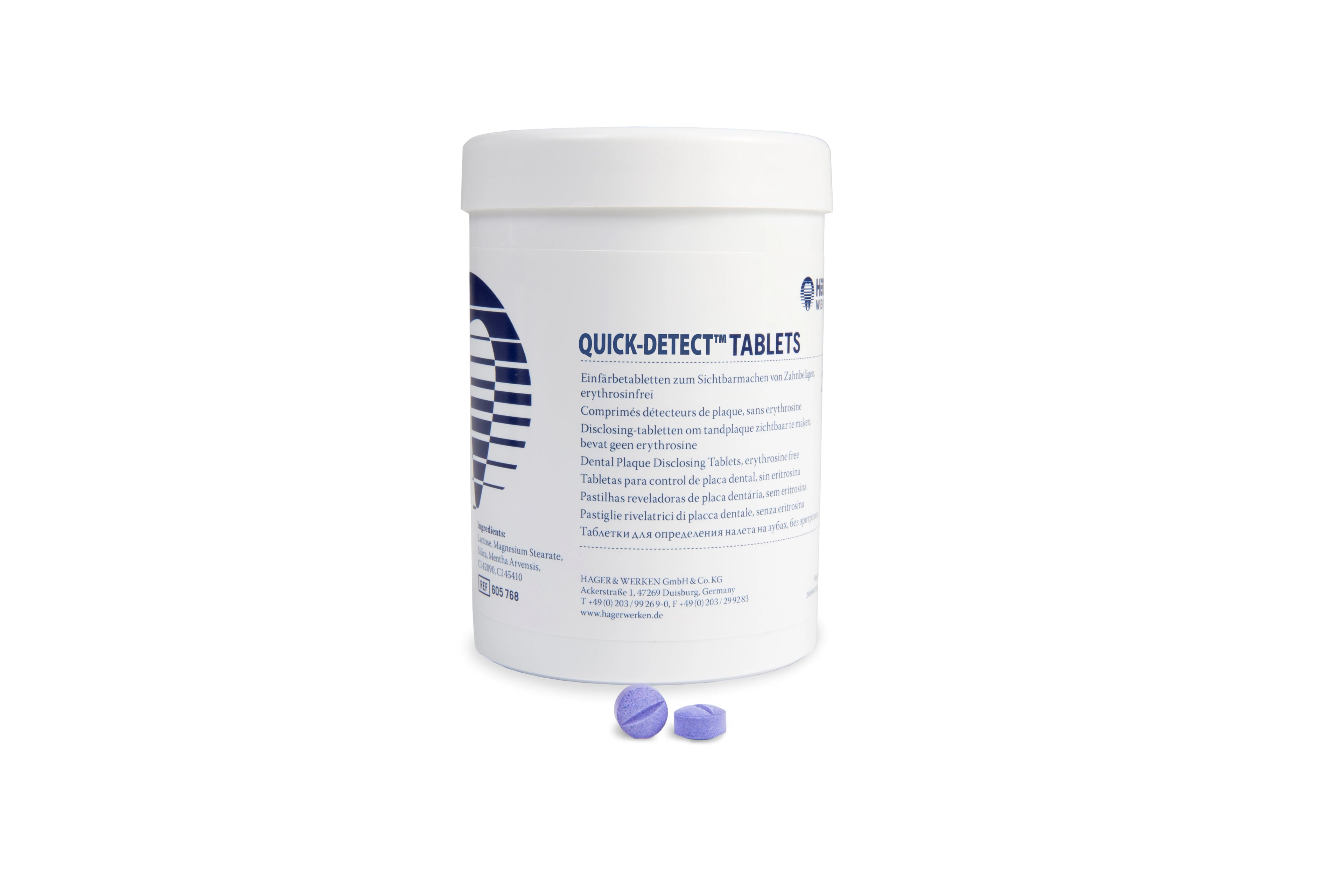 Hager Worldwide Quick-Detect Plaque Disclosing Tablets, Blue Violet, 250/Jar, 605768