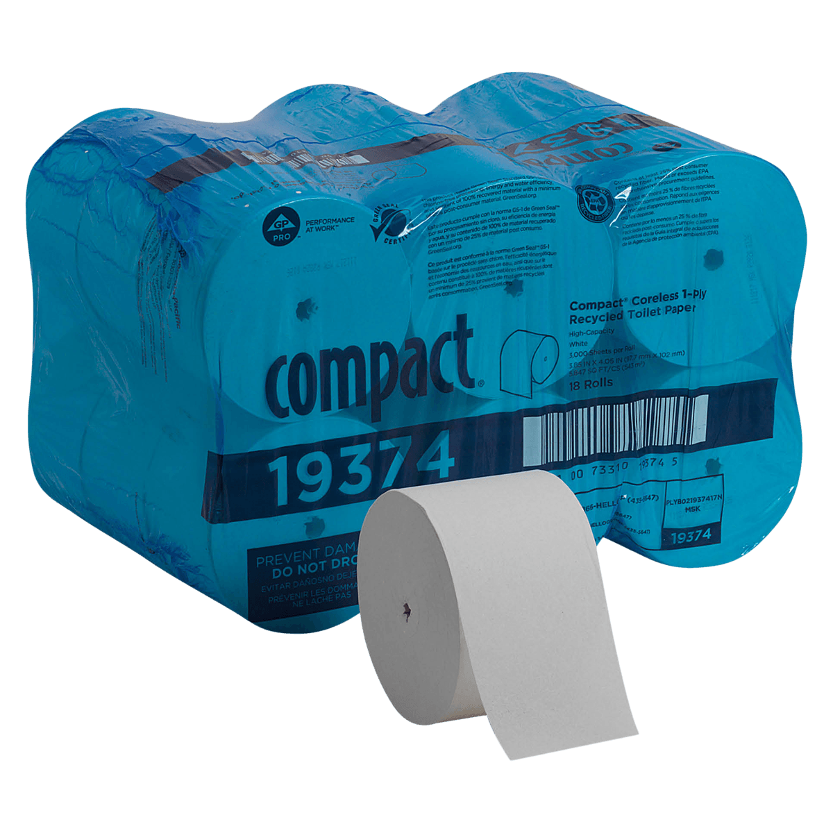 Georgia Pacific Professional Compact Coreless 1-Ply Bath Tissue, White, 18 Rolls/Case