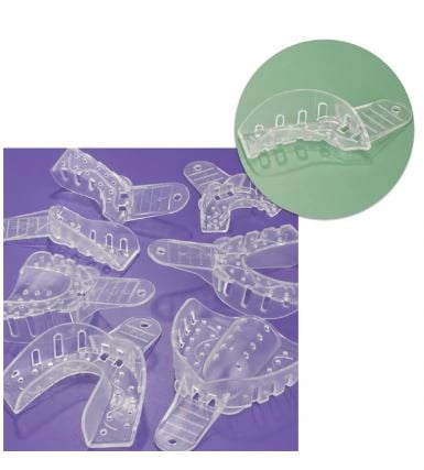 Excellent Crystal Impression Trays, Perforated, #8 Upper Left/Lower Right, Clear, 12/Pk, ITC-ULLR