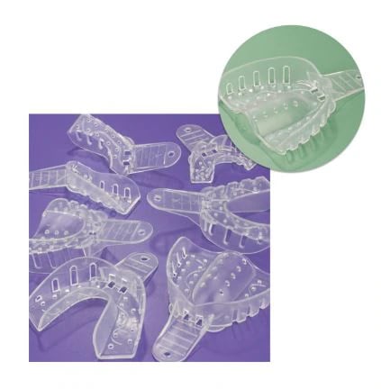 Plasdent Excellent Crystal Impression Tray, #1 Large Upper, Perforated, Clear, 12/Pk, ITC-LU