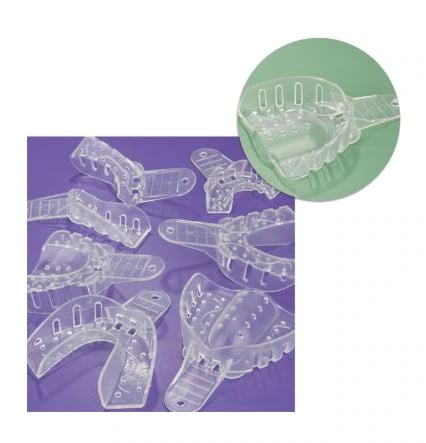 Excellent Crystal Impression Trays, Perforated, #3 Medium Upper Arch, Clear, 12/Pk, ITC-MU