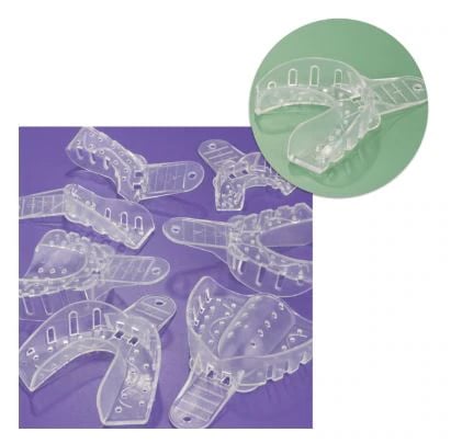 Plasdent Excellent Crystal Impression Trays, #4 Medium Lower, Clear, Perforated, 12/Pk, ITC-ML