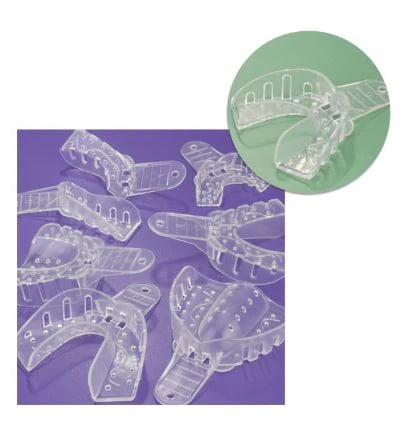 Plasdent Excellent Crystal Impression Tray, #6 Small Lower, Clear, Perforated, 12/Pk, ITC-SL