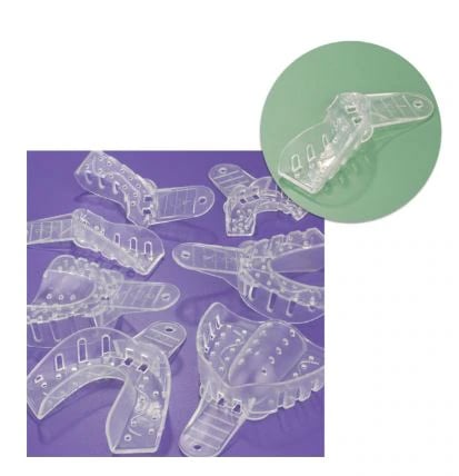 Plasdent Excellent-Crystal Impression Trays, #7 Upper Right/Lower Left Quadrant, Clear, Perforated, 12/Pack, ITC-URLL