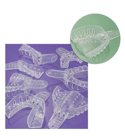 Plasdent Excellent Crystal Impression Trays, X-Large Upper, Clear, Perforated, #X1, 12/Pk, ITC-XLU