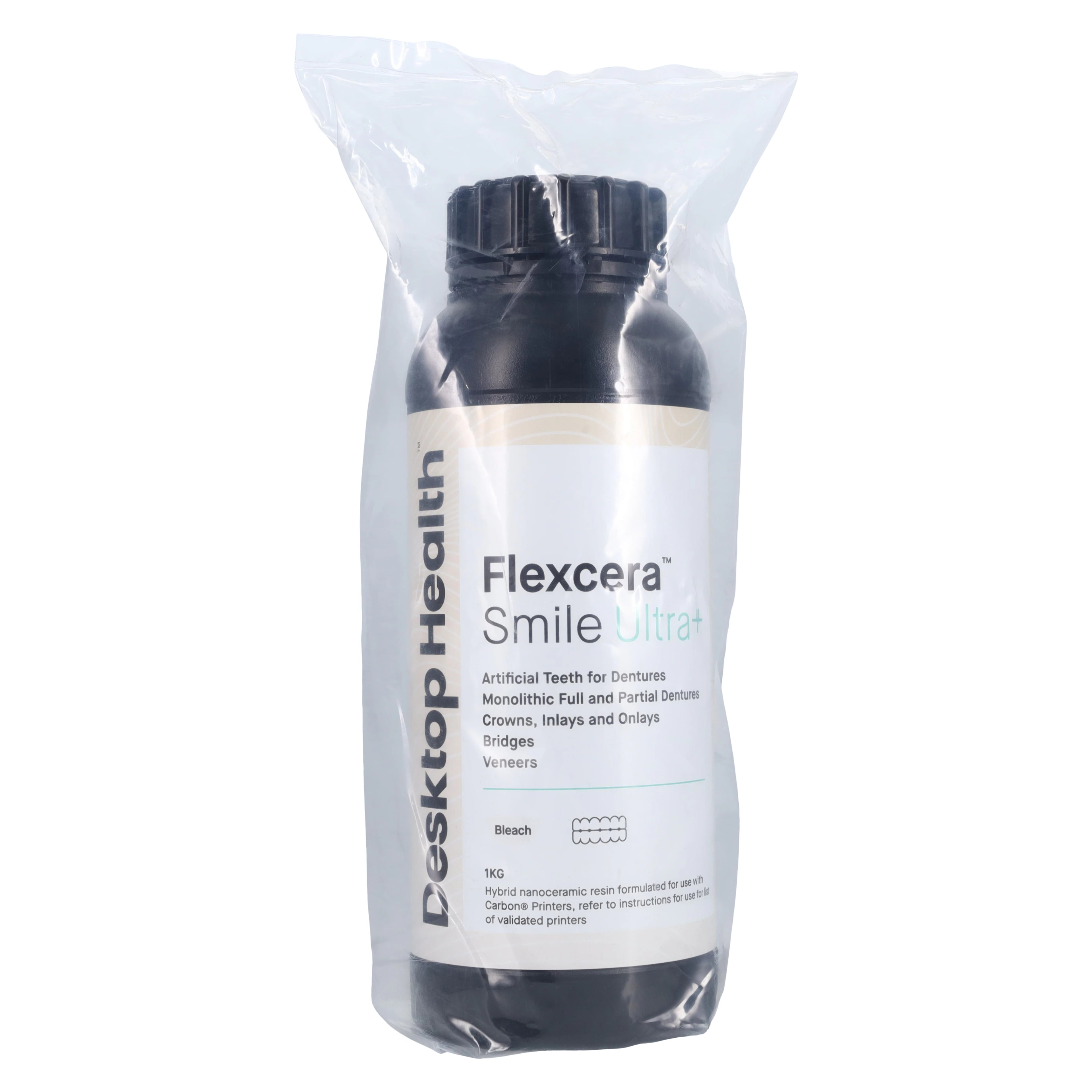 Flexcera Smile Ultra+ Carbon 3D Print Resin, Bleach, 1 Kg Bottle