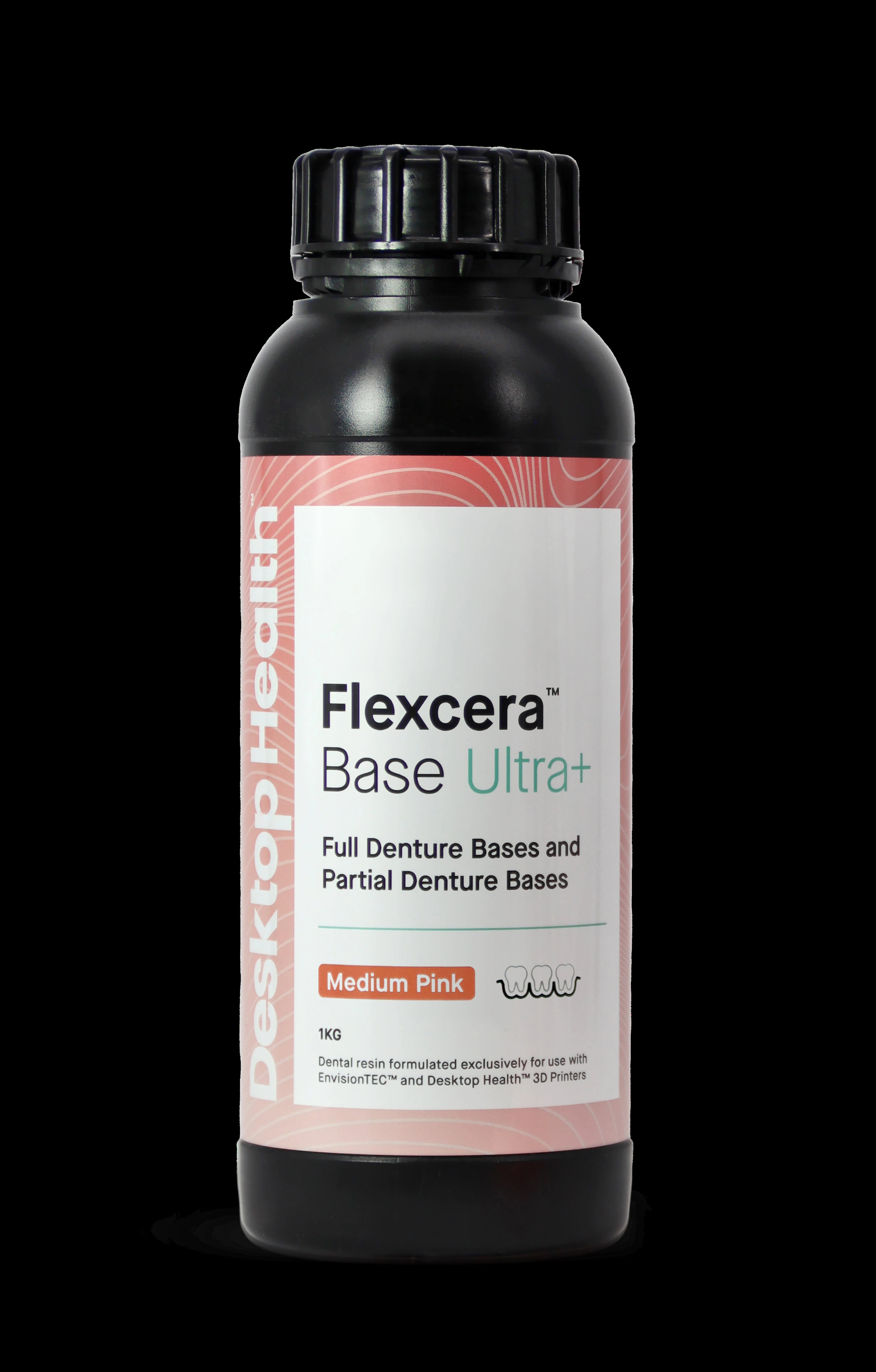 Flexcera Base Ultra+ 3D Print Resin, Medium Pink, 1 Kg Bottle