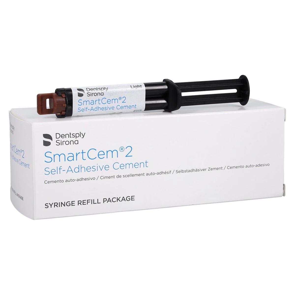 SmartCem 2 Self-Adhesive Resin Cement, Light Cure, Syringe Refill, 2 x 5 g Syringes with 20 Mixing Tips, Light Shade