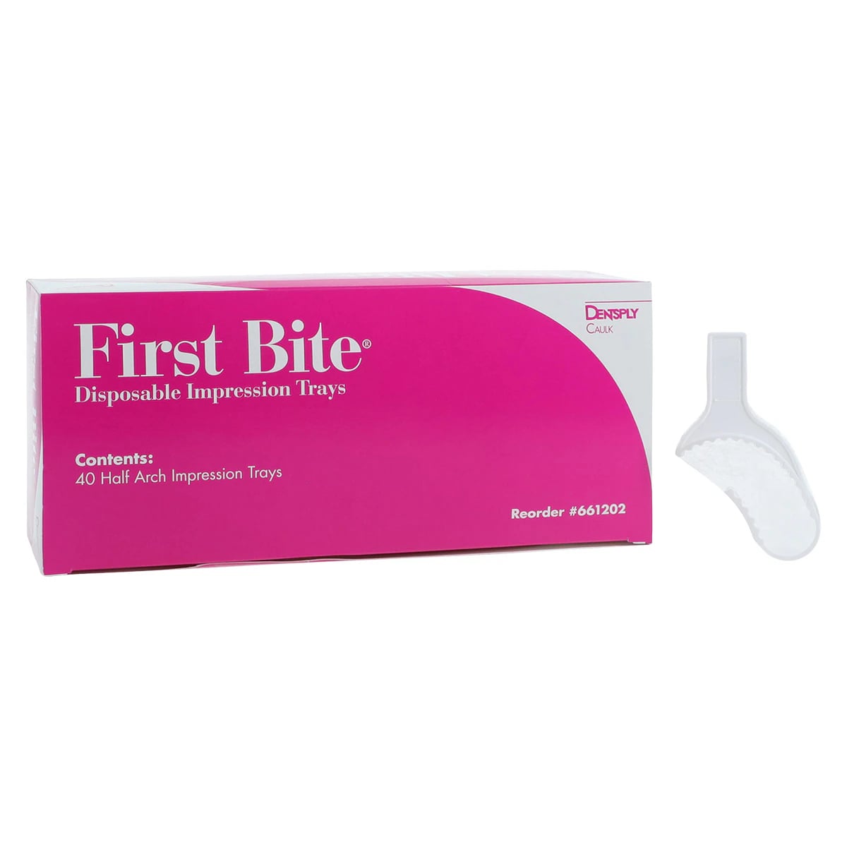 First Bite Half Arch Disposable Impression Trays, Rigid Polystyrene with Gauze Webbing, 40/Box, 661202