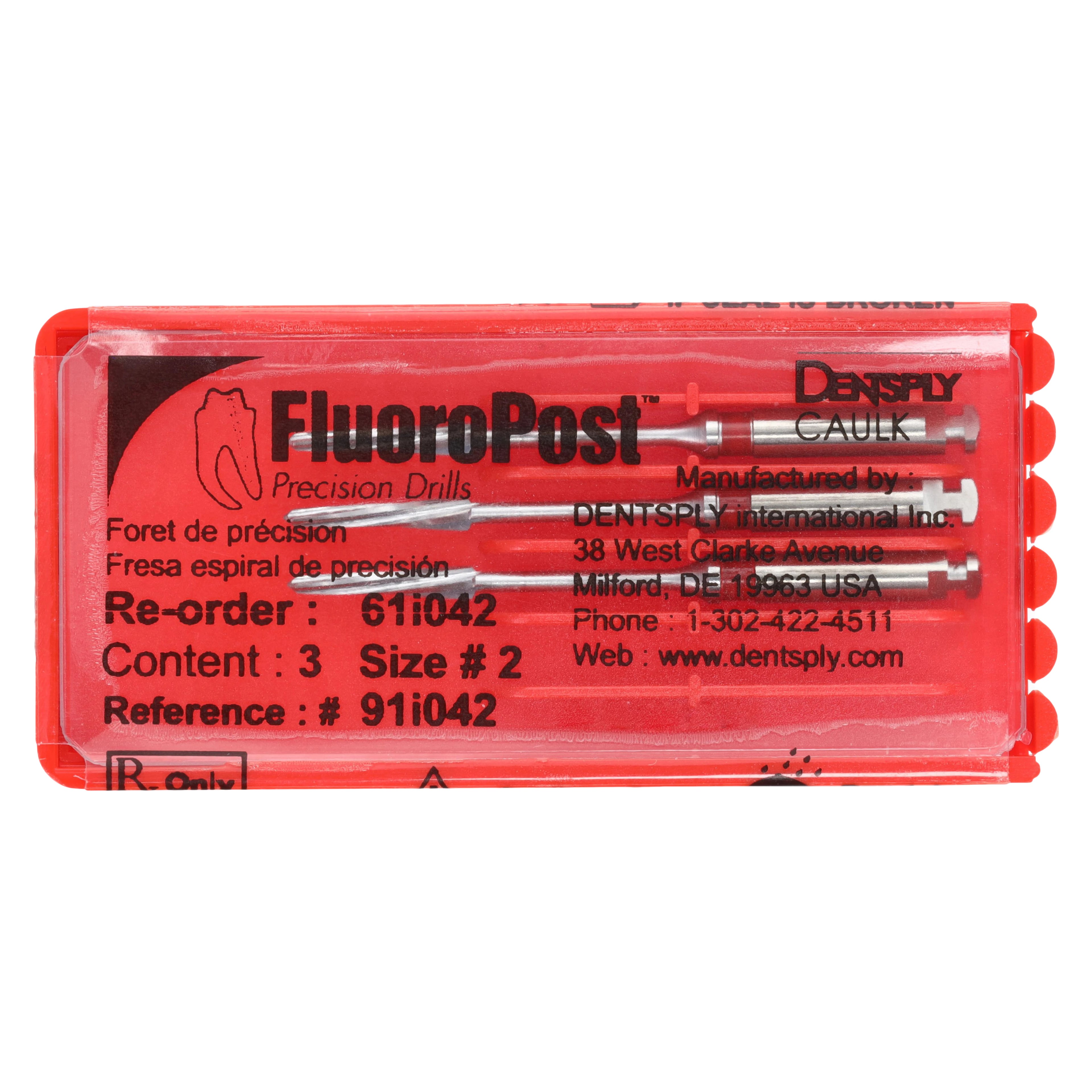 FluoroPost Precision Drill Refill, Size 2, Red, 3/Pkg, 61I042