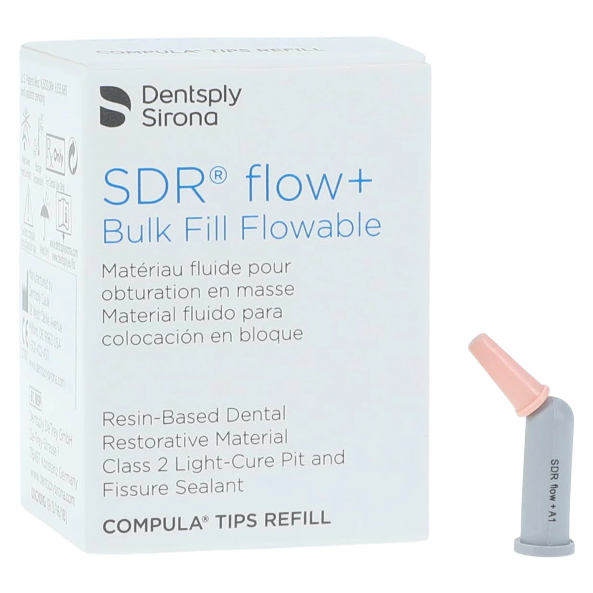 SureFil SDR Flow+ Bulk Fill Flowable Composite Compula Tips Refill, Shade A1, 0.25 g, 15/Pk, 61C106