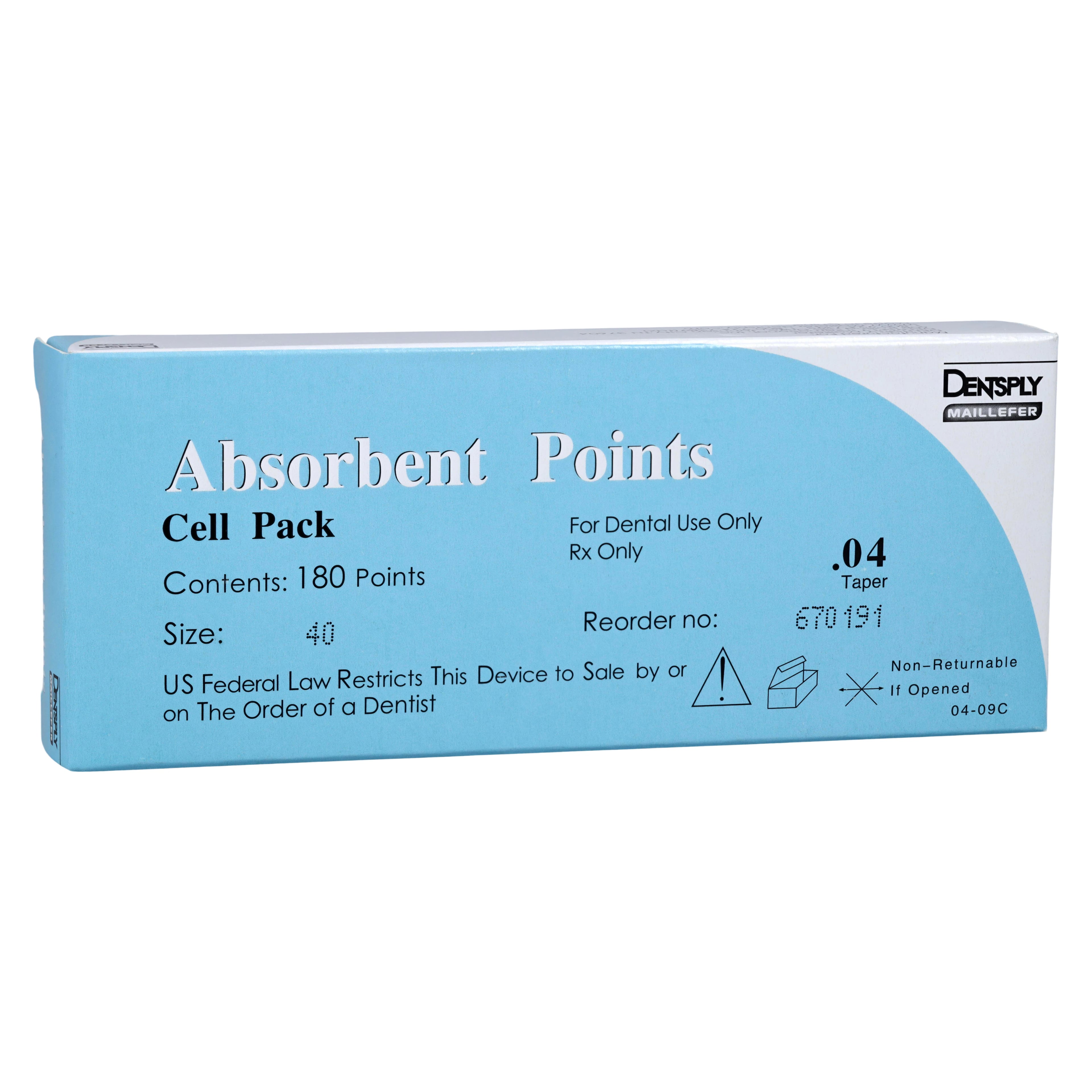 Dentsply Sirona Maillefer Absorbent Paper Points, .04 Taper, ISO #40 (Black), Sterile, Cell Pack of 180, 670191