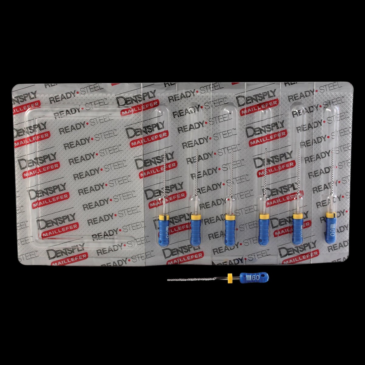 Dentsply Maillefer READYSTEEL K-File, Size #60, 25mm, Blue, Sterile, 6/Pack, 6846025
